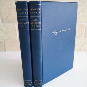 Set of 2 Eugene O'Neill Books 1930s American Author Vintage Play Blue Book Stack